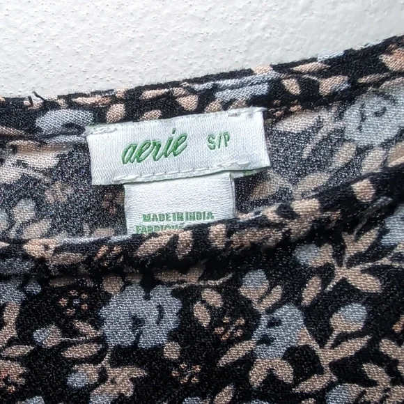 Aerie Garden Party Midi Dress Black Blue Ditsy Floral Cottagecore Women's Size S - Picture 2 of 6
